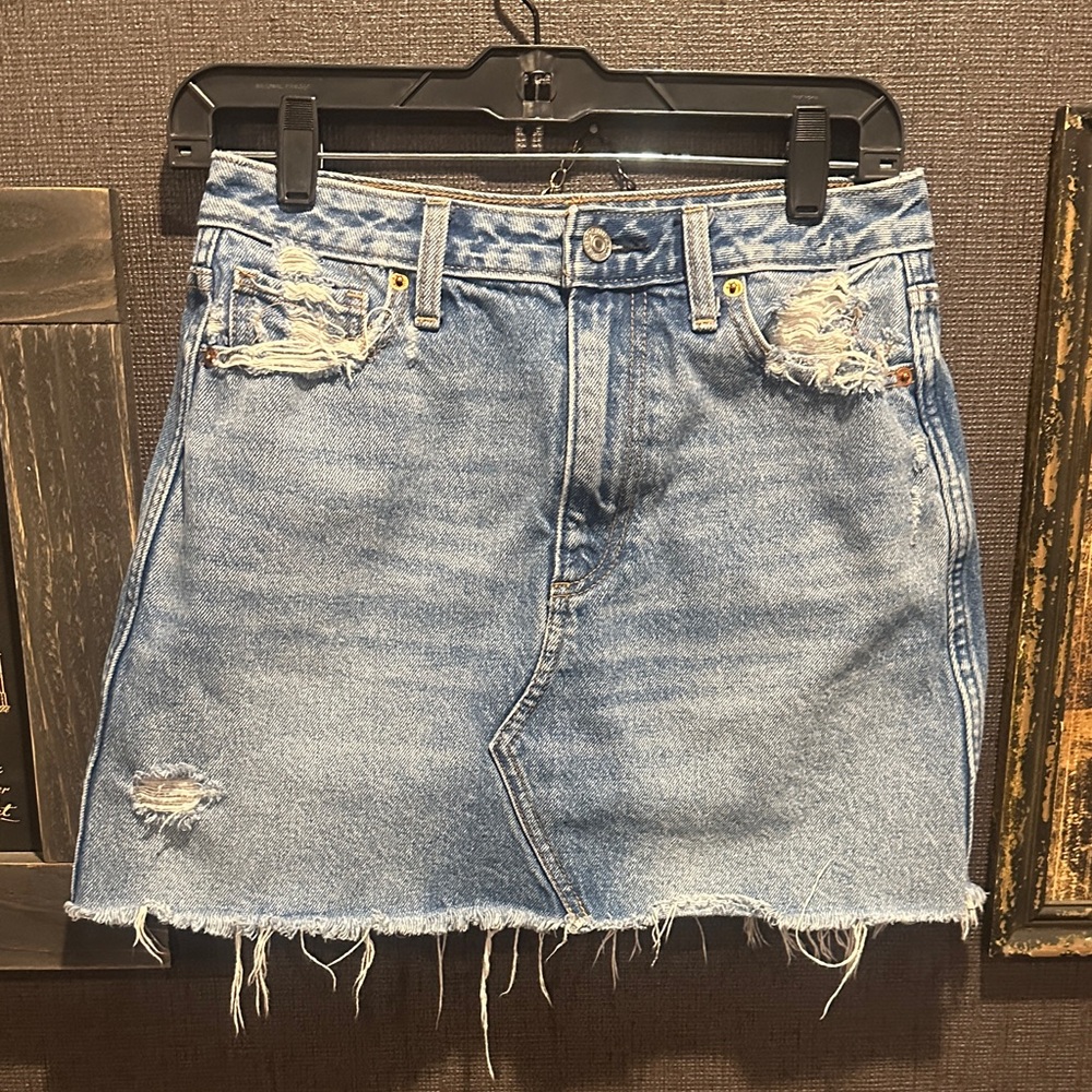 Abercrombie & Fitch Light Blue A-Line Denim Skirt